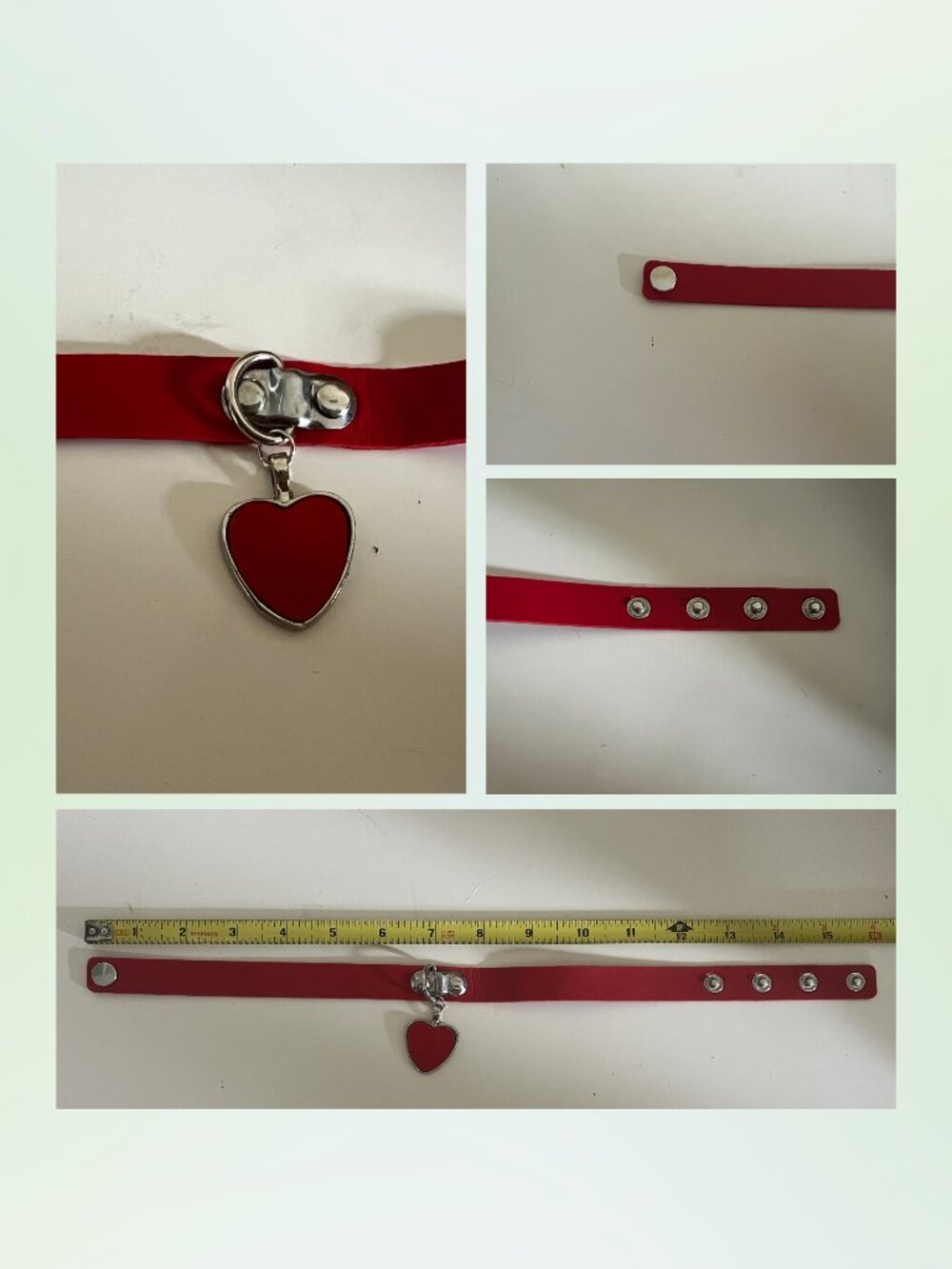 Red Faux Leather Choker with Heart Pendant